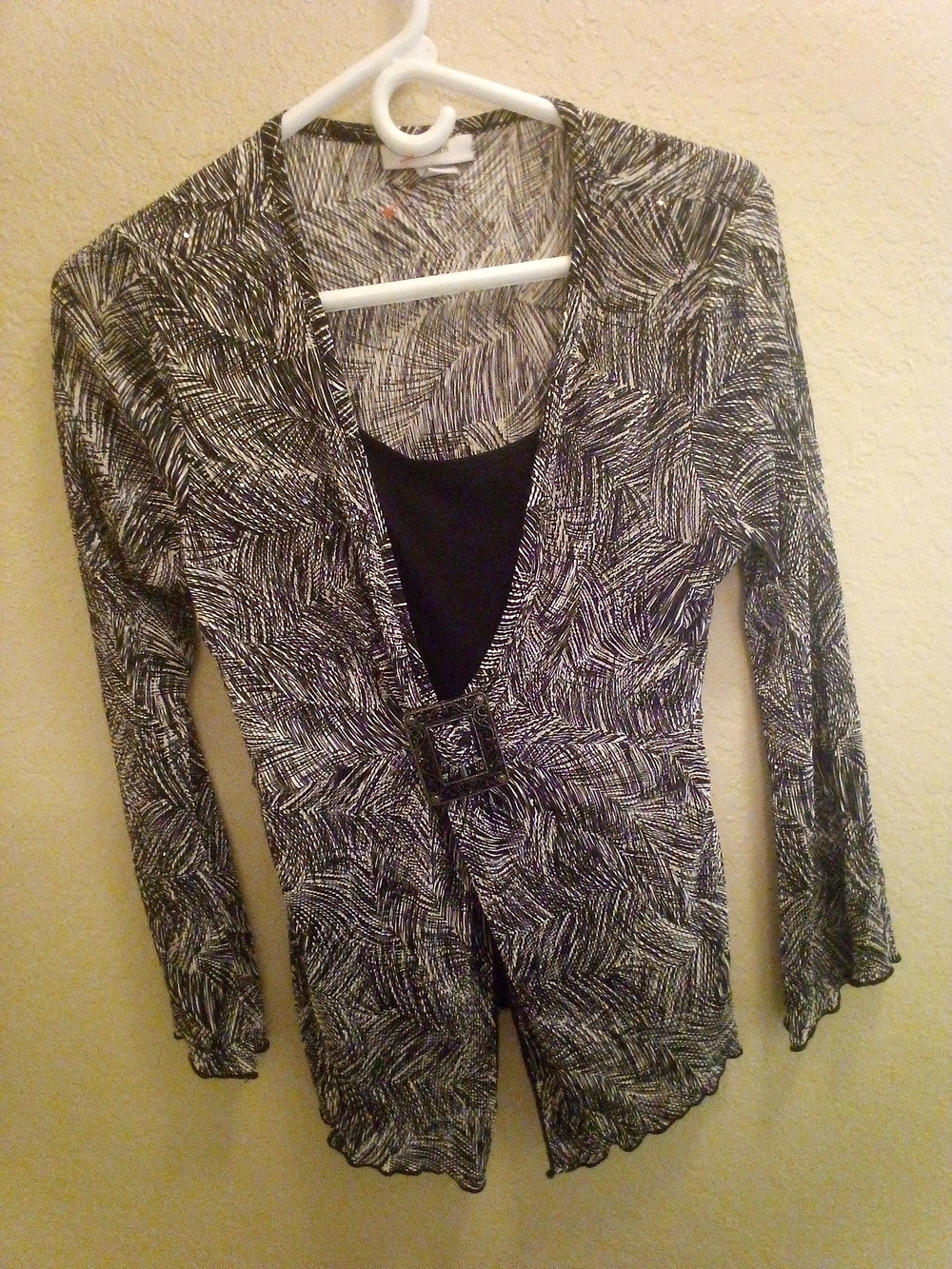 Black and White Sparkle Sequence Blouse.